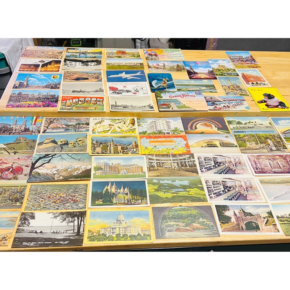 Vintage Postcard Lot 50+ Mixed Travel Landmarks US International Linen Chrome
